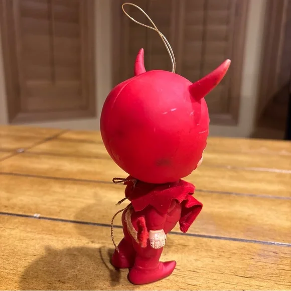 Vintage rare Devil diablo red rojo Doll ornament w defects Valentine’s Day decor - Picture 4 of 16